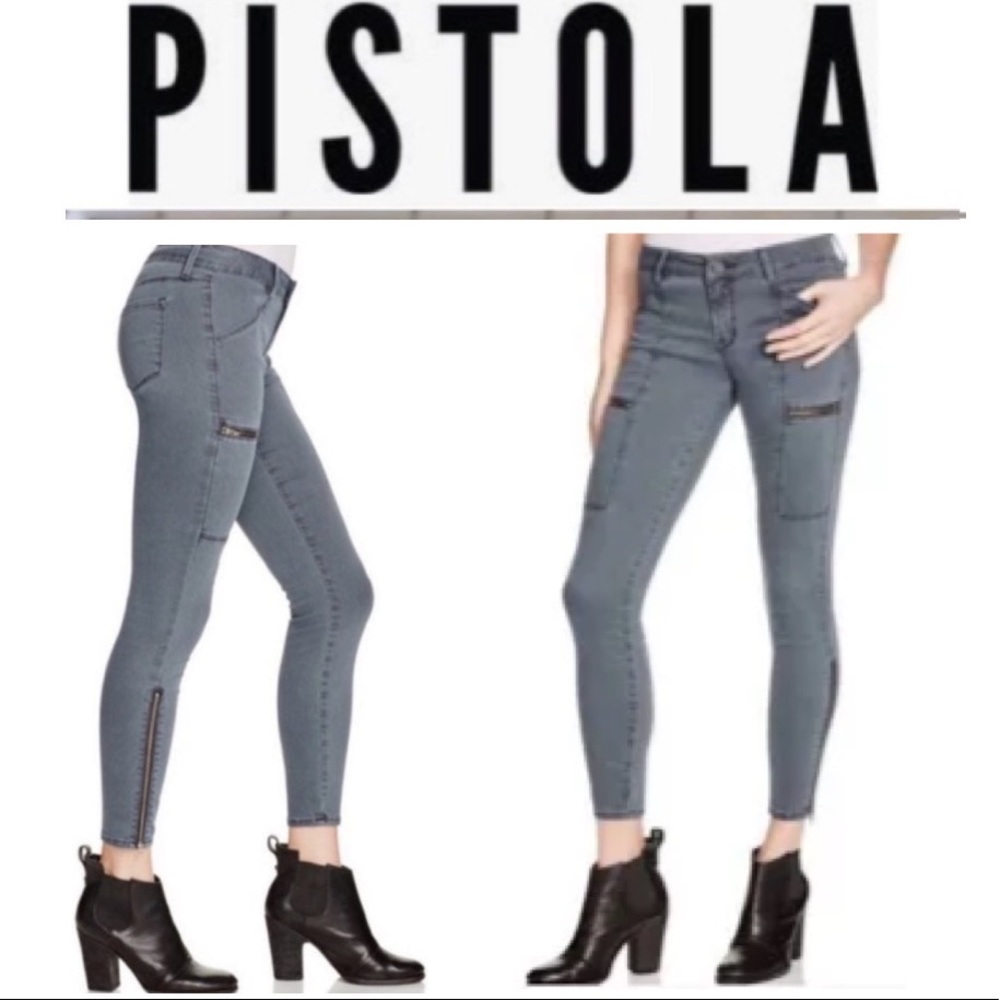 Pistola Topanga Cargo Zipper Revolve Skinny Jeans Dark Gray Cropped Ankle Pants